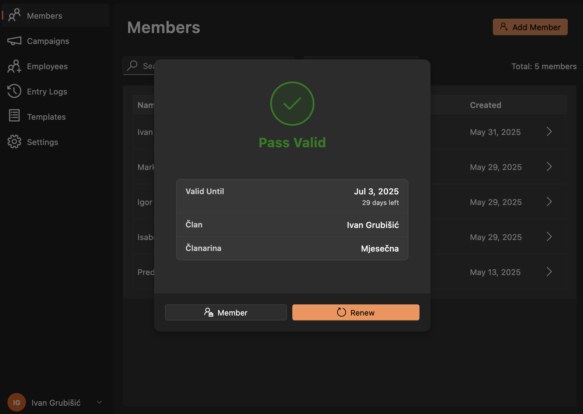 Walletap desktop app interface